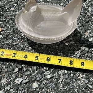 Vintage Frosted Glass Hen Dish